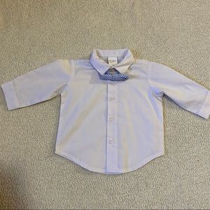 Starting Out White Button Down with Blue Bow Tie, Size 6 Month